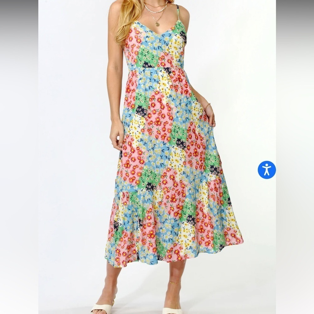 NWT Greylin Samantha Floral Collage Patchwork Maxi Dress